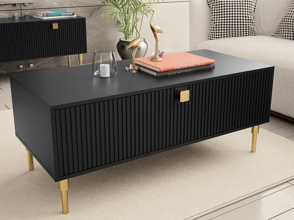 Couchtisch Merced 122 (Schwarz + Gold)