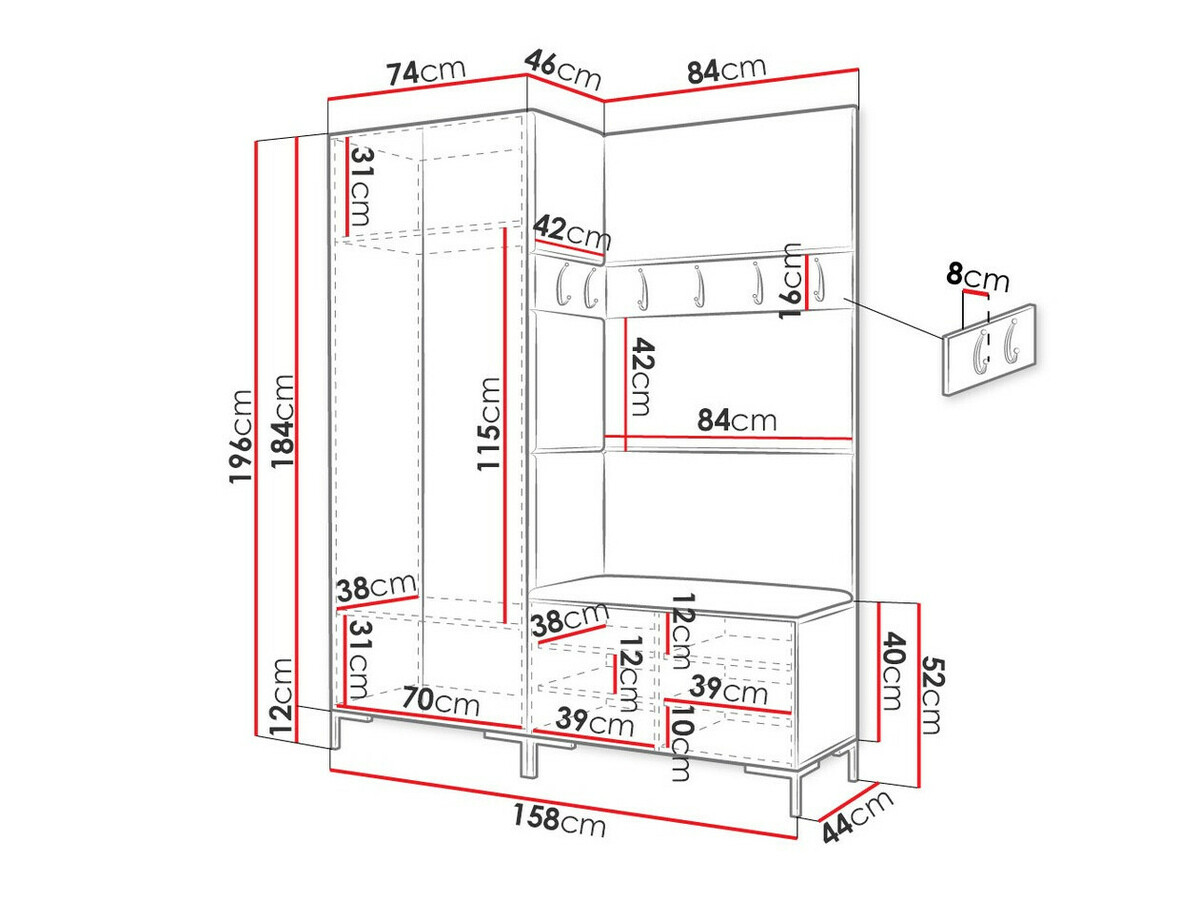 Flurgarnitur Tivsoa 100 (Weiß)