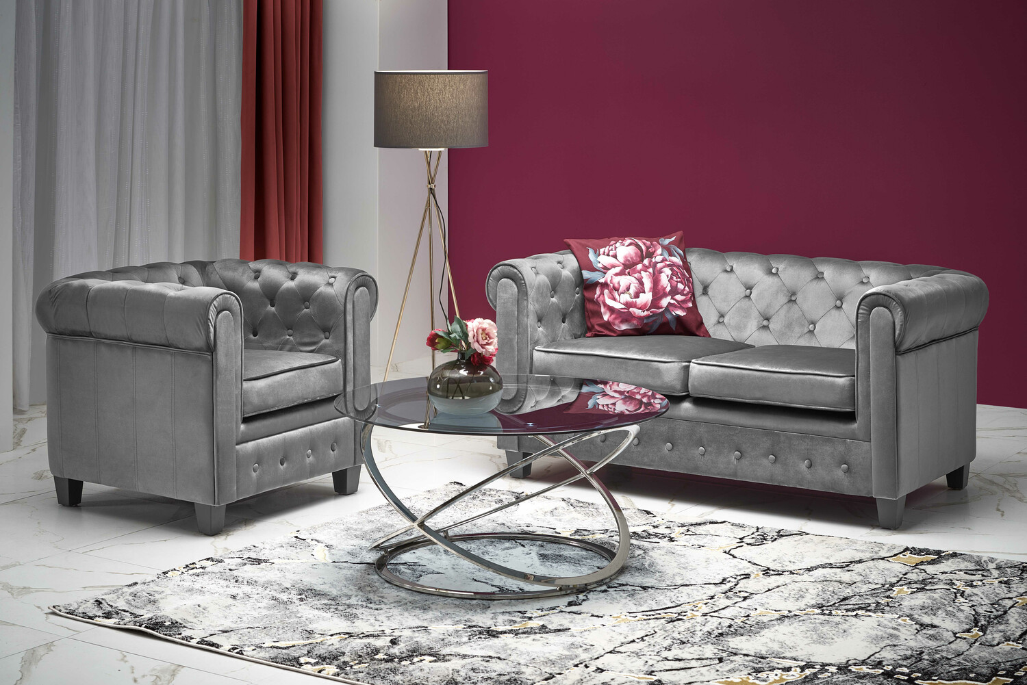 Chesterfield sessel Houston 1352 (Grau)