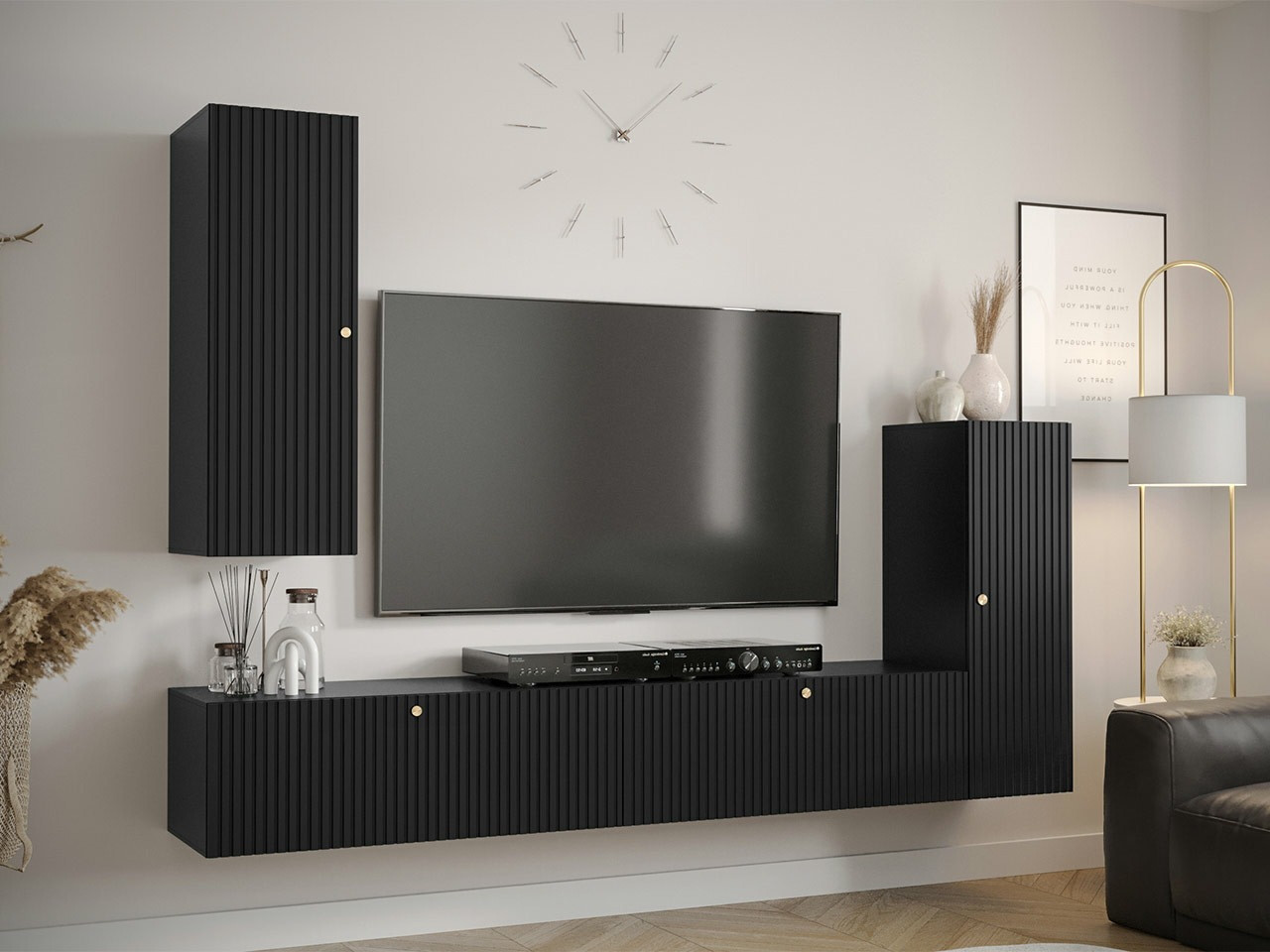 Wohnzimmer-Sets Anulio I (Schwarz)