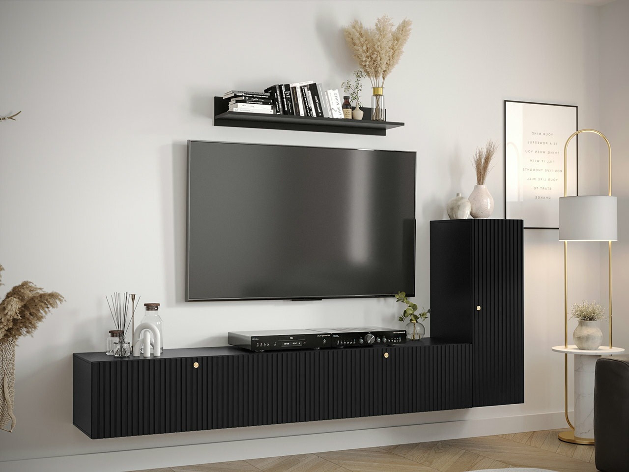 Wohnzimmer-Sets Anulio III (Schwarz)