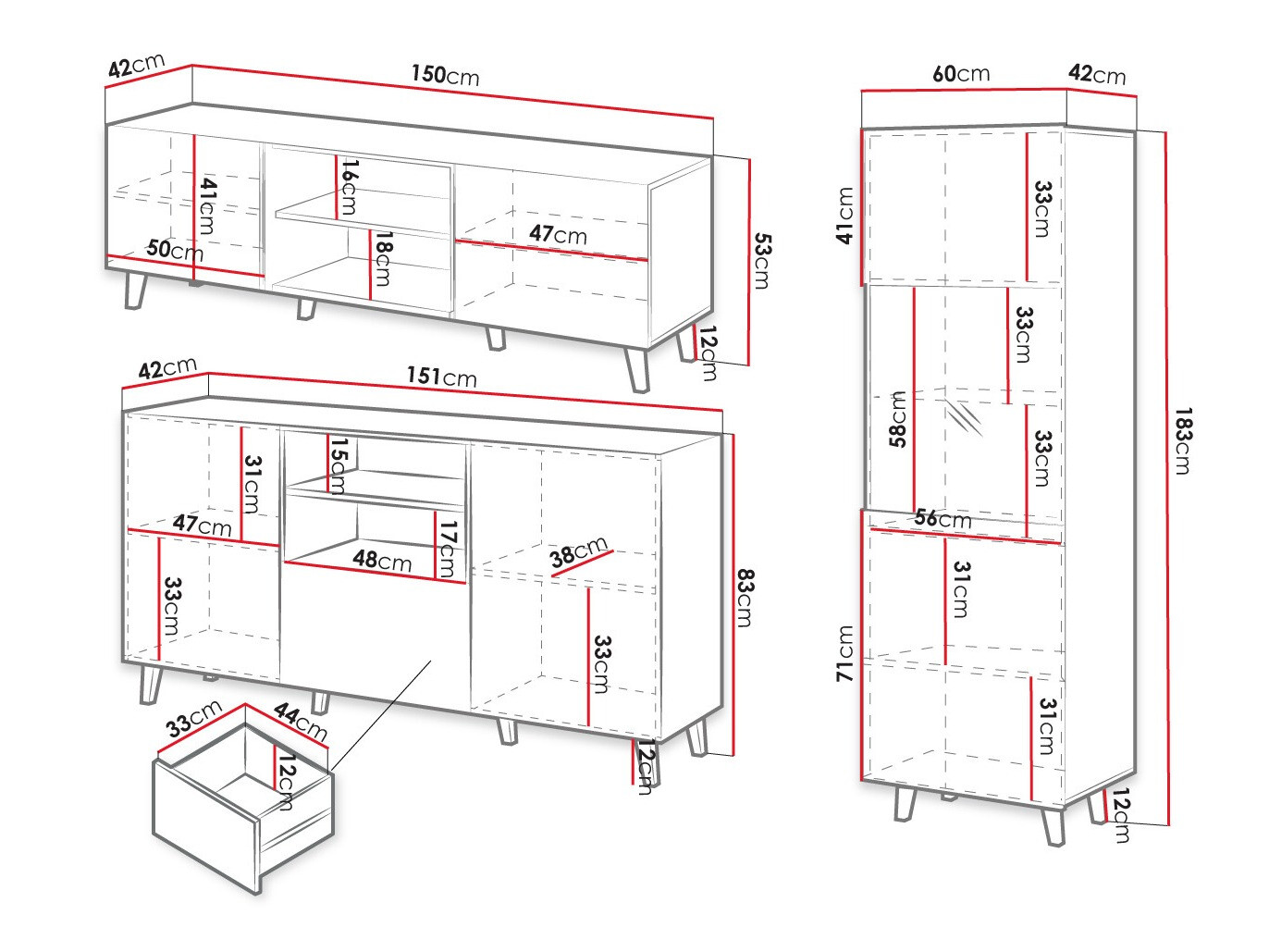 Wohnzimmer-Sets Comes I (Schwarz + Wotan Eiche)