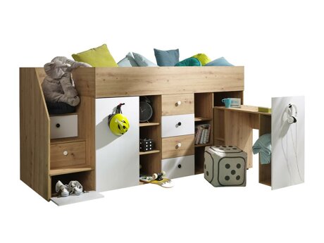 Hohes Bett Hartford 361 (Artisan Eichenholzoptik + Weiß)