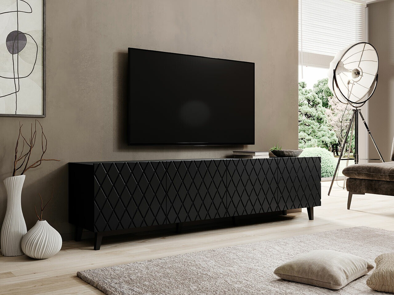 TV-Möbel Charlotte 174 (Schwarz)