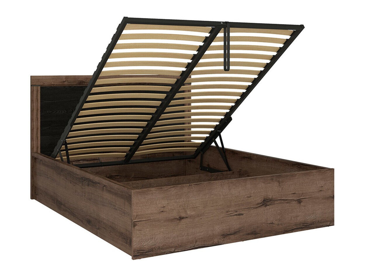 Bett Dunfelu 112 (Monastery Eichenholzoptik + Eichenholzoptik schwarz)