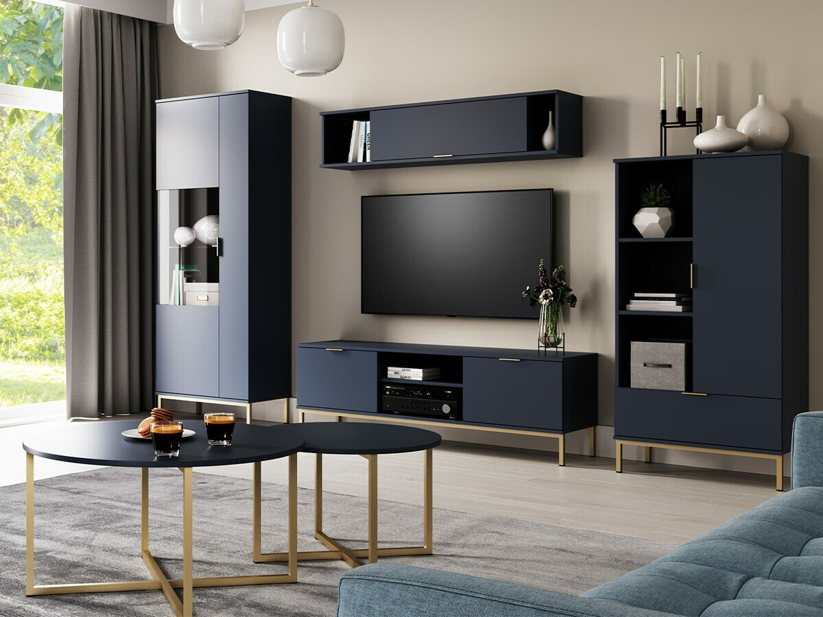Wohnzimmer-Sets Providence R110 (Blau + Gold)