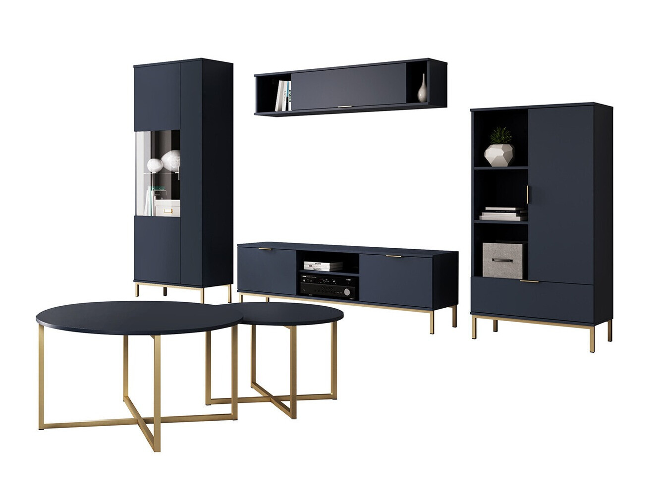 Wohnzimmer-Sets Providence R110 (Blau + Gold)
