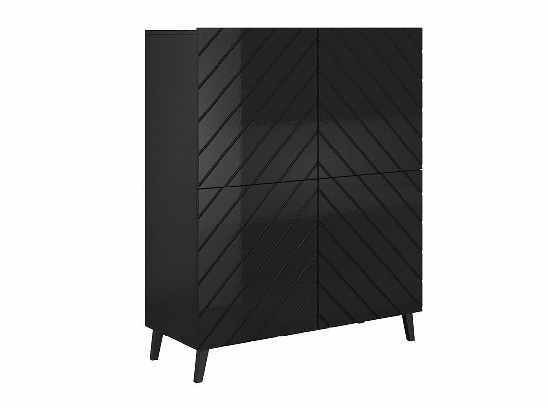 Sideboard Charlotte 179 (Schwarz + Schwarz glänzend)