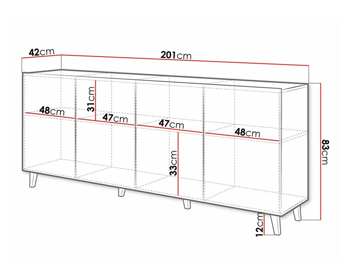 Sideboard Charlotte 180 (Schwarz + Craft eichenholzoptik)