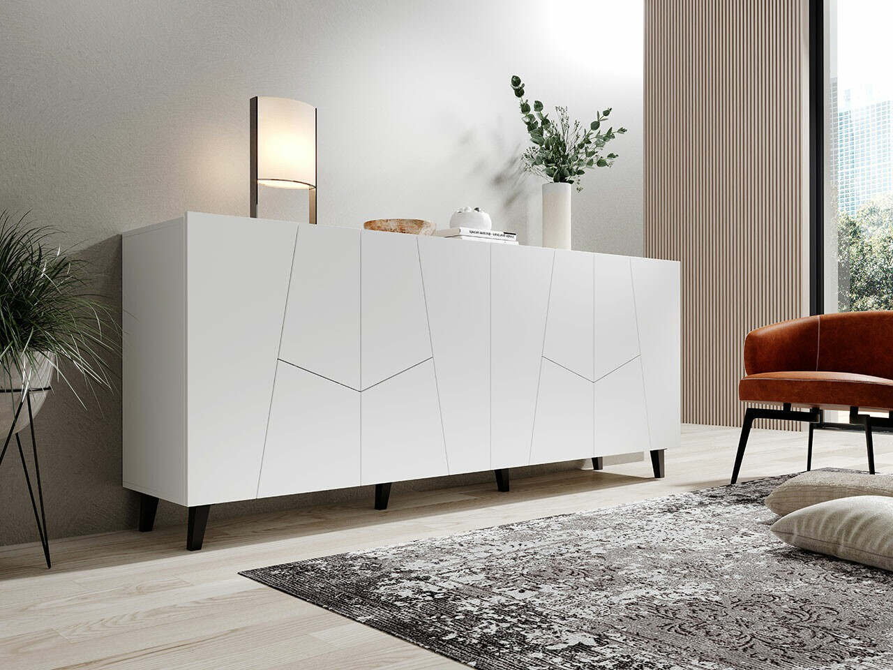 Sideboard Charlotte 180 (Weiß + Schwarz)