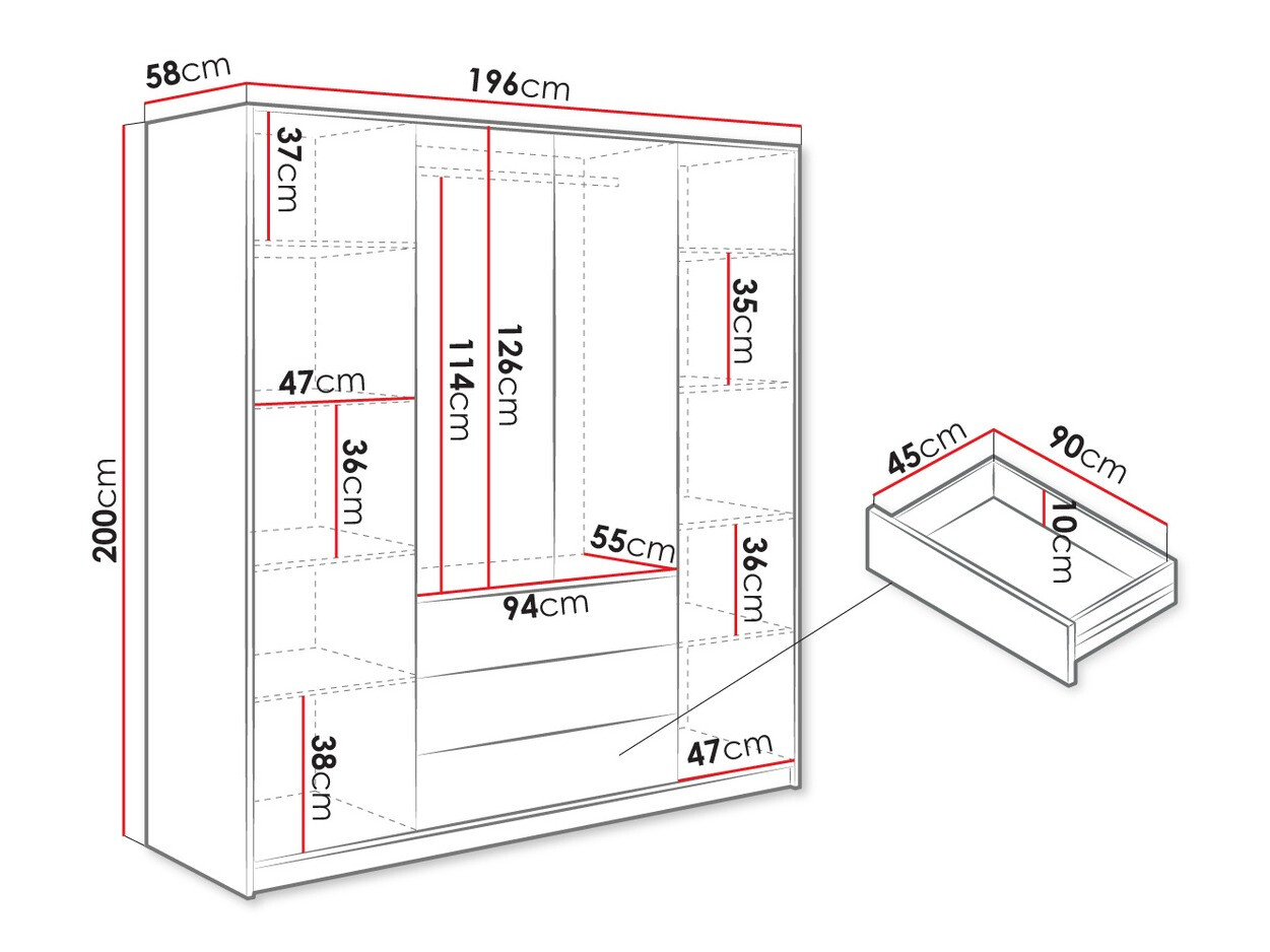Kleiderschrank Collis V (Weiß)