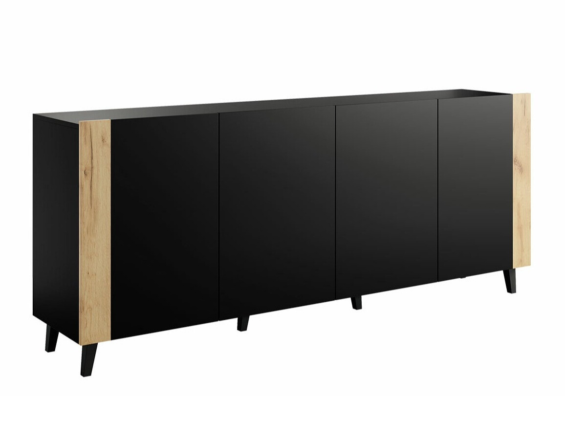 Sideboard Charlotte 183 (Schwarz + Craft eichenholzoptik)