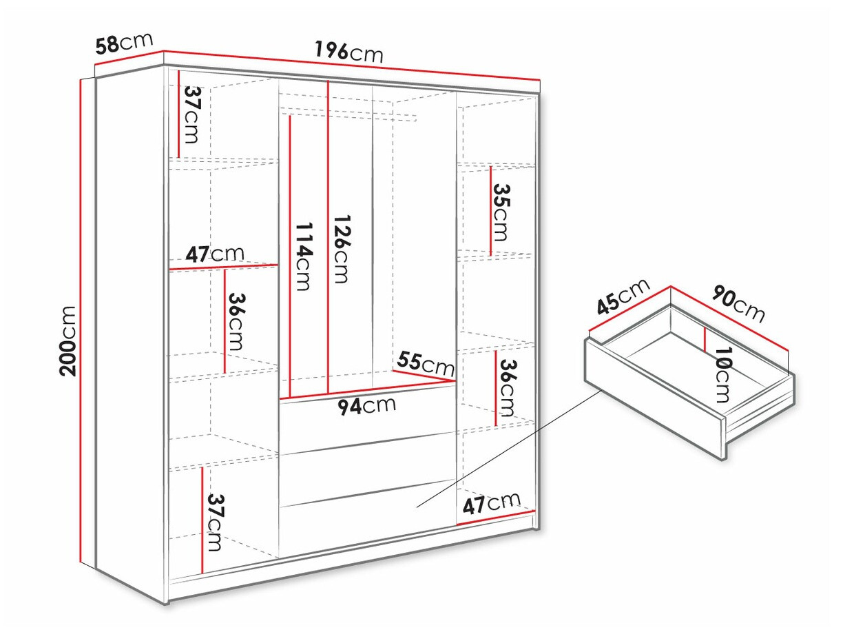 Kleiderschrank Musum I (Schwarz + Gold)