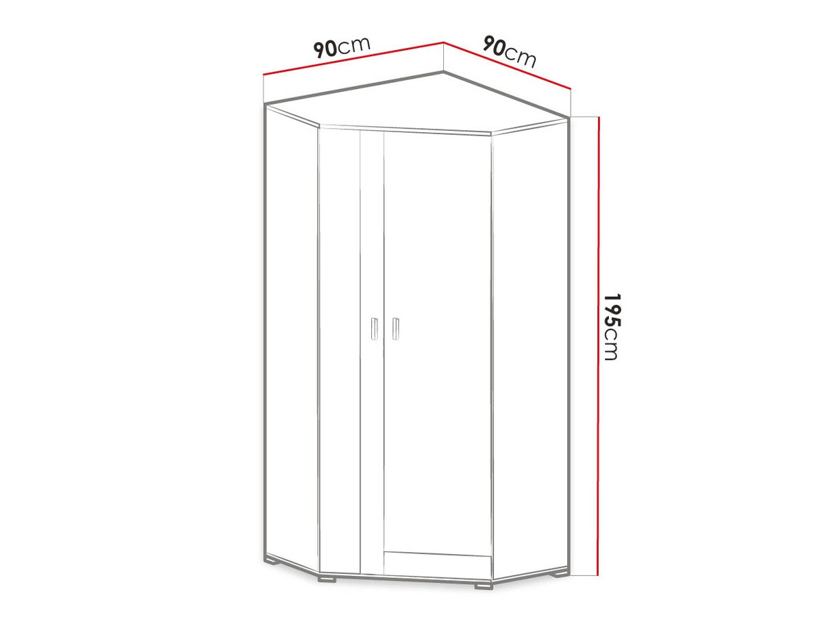 Eckkleiderschrank Omaha D124 (Kiefernholzoptik gebleicht + Lila)