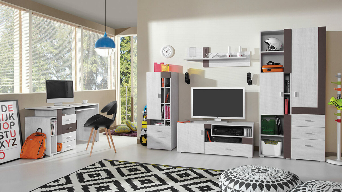 Regal Omaha D126 (Kiefernholzoptik gebleicht + Braun)