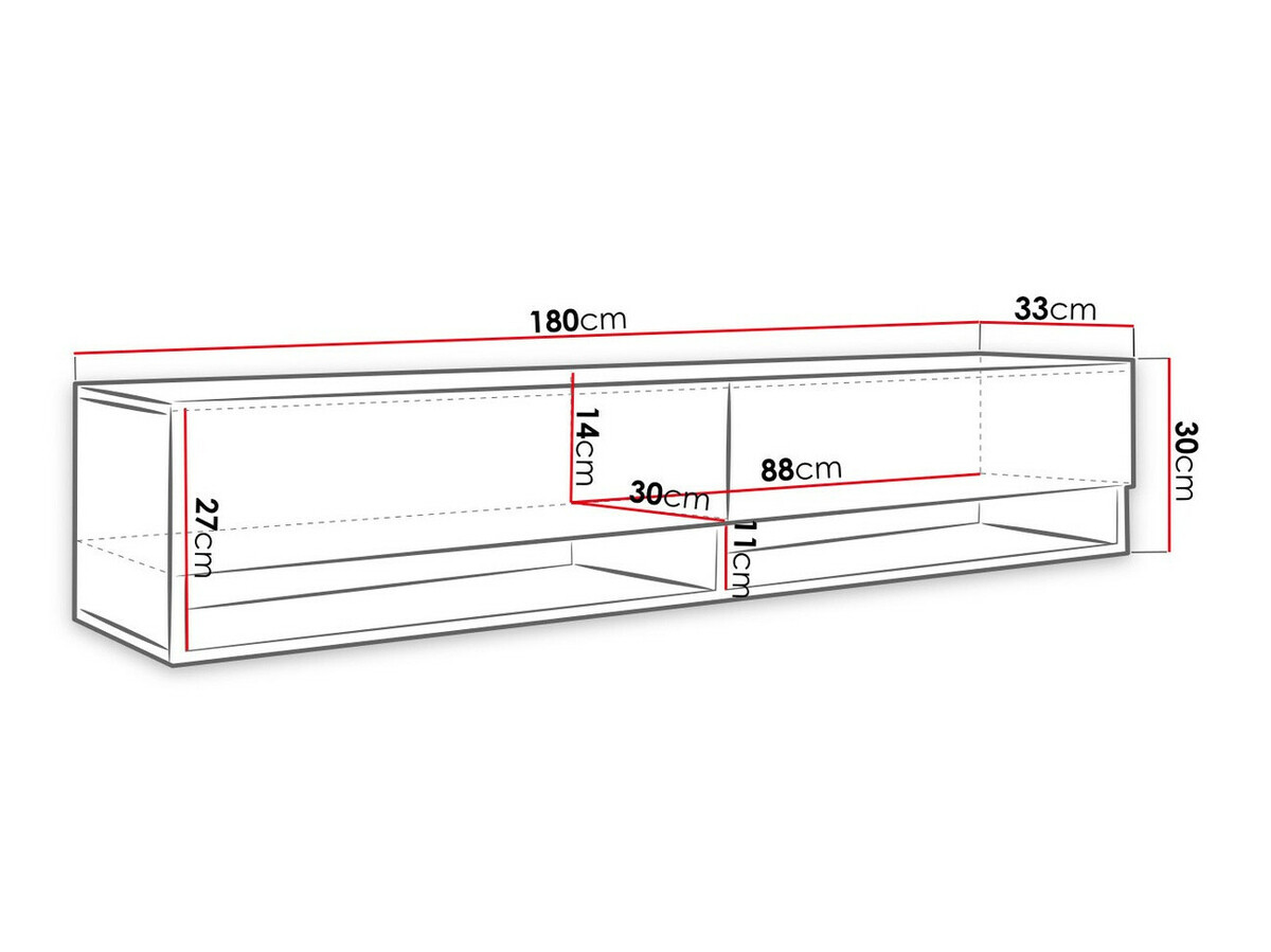 TV-Möbel Sarasota 119 (Wotan Eiche + Schwarz glänzend)