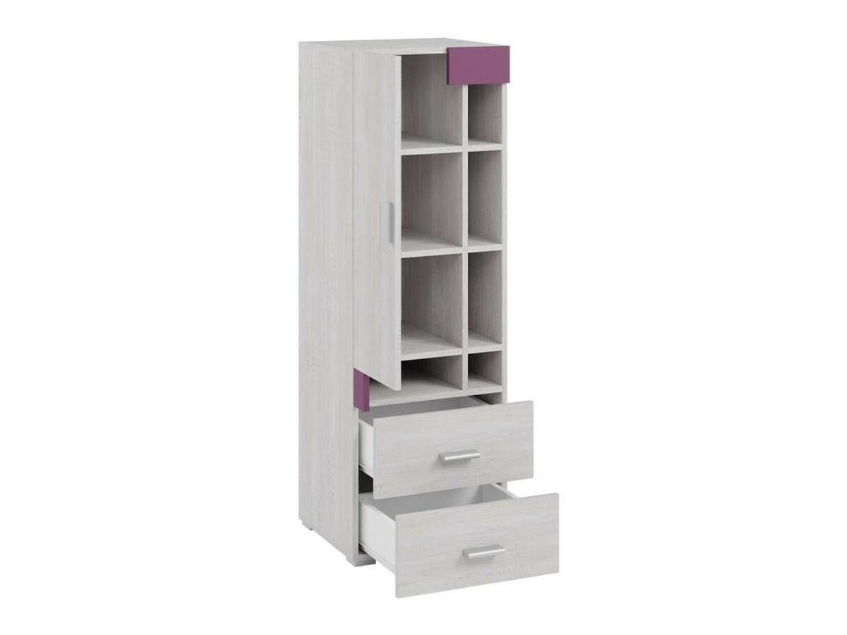 Kinderzimmer-Set Omaha D142 (Lila + Kiefernholzoptik gebleicht)