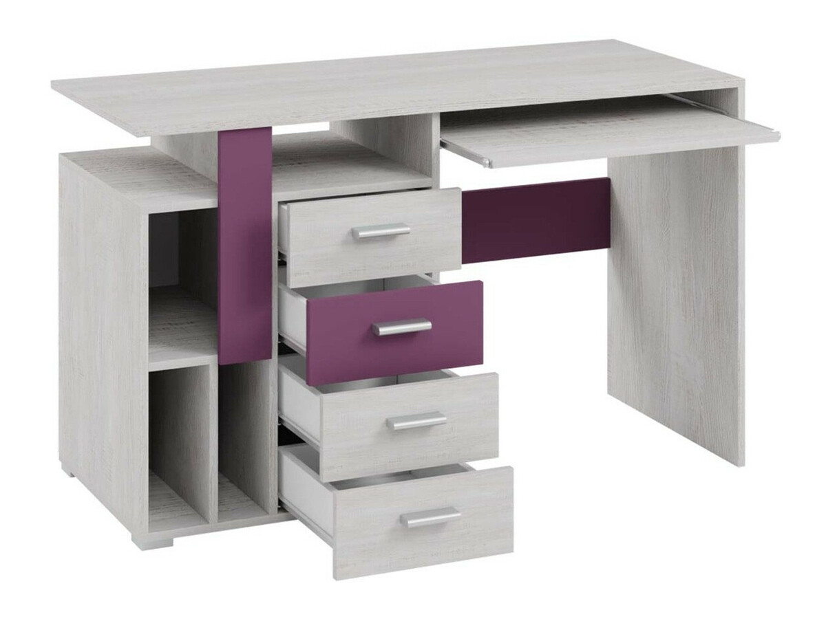 Kinderzimmer-Set Omaha D142 (Lila + Kiefernholzoptik gebleicht)