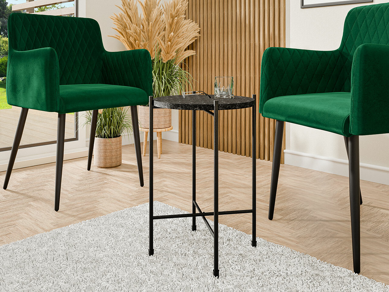 Beistelltisch Comfivo 224 (Schwarzer Marmor + Schwarz)