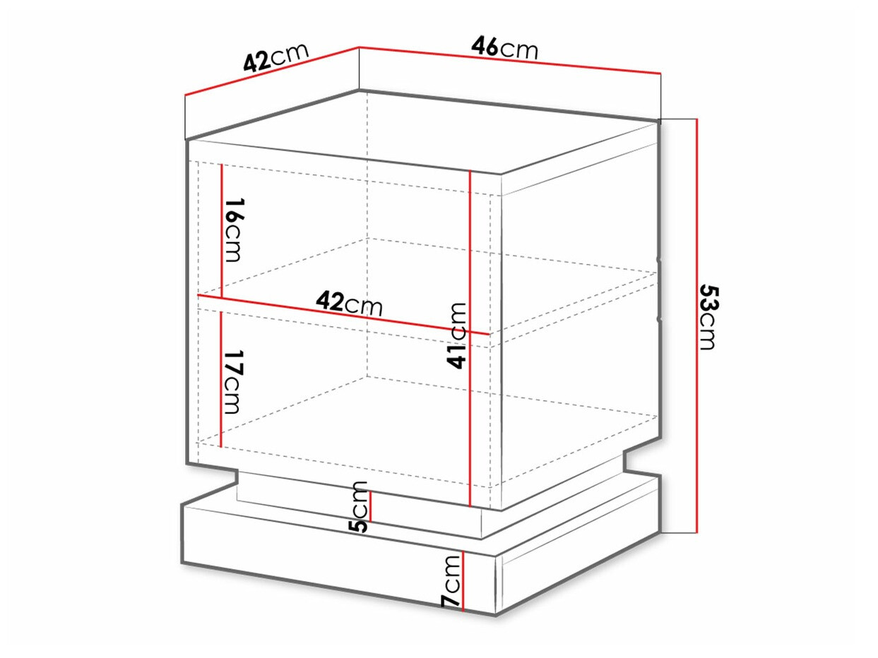 Set mit Nachttischen Linar (Weiß + Weiß glänzend)