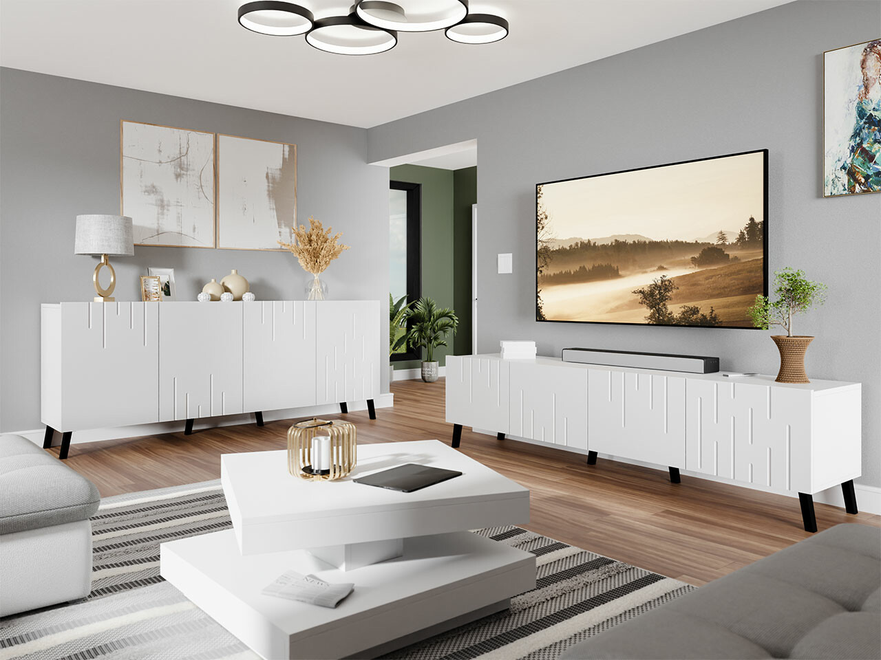 Wohnzimmer-Sets Charlotte 212 (Weiß)