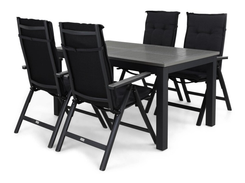 Tisch und Stühle Comfort Garden 1327 (Schwarz + Grau)