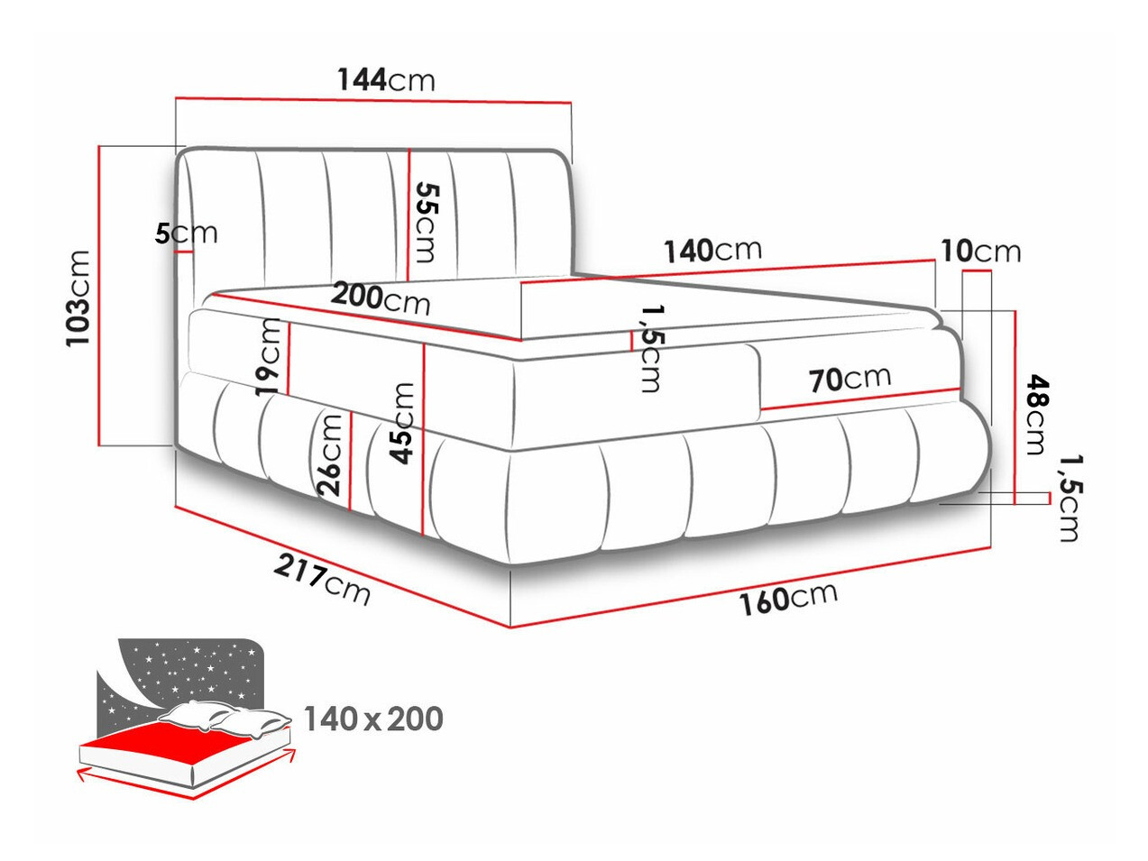 Boxspringbett Baltimore 152 (Kronos 26)