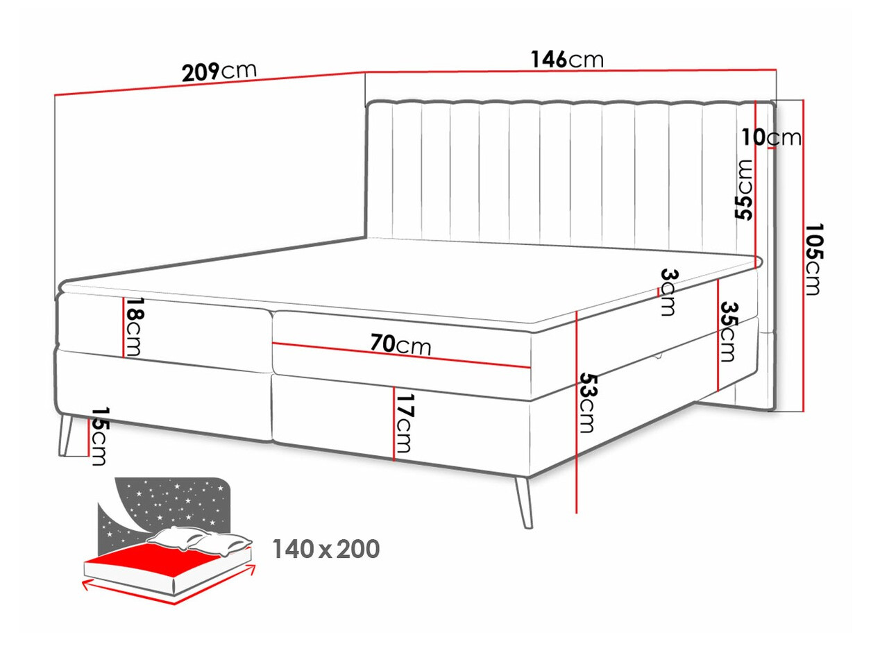 Boxspringbett Indiana 159 (Poso 55 + Paros 05)