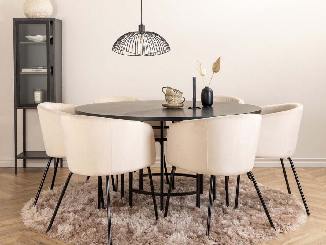Essgruppe Dallas 2378 (Schwarz + Cremefarben)