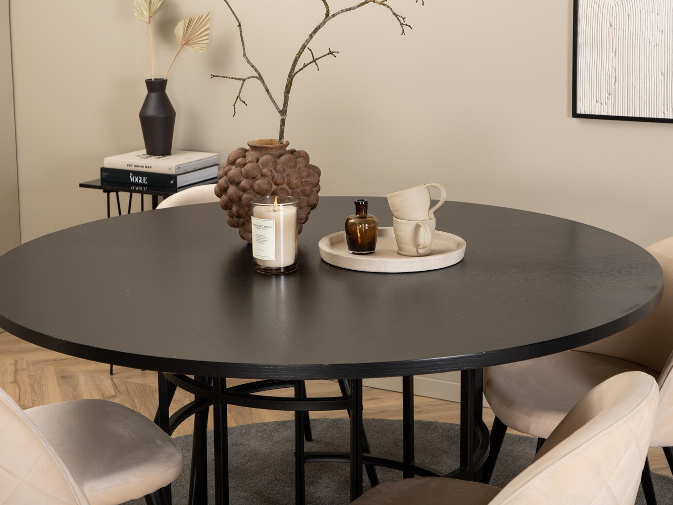 Essgruppe Dallas 2386 (Schwarz + Cremefarben)