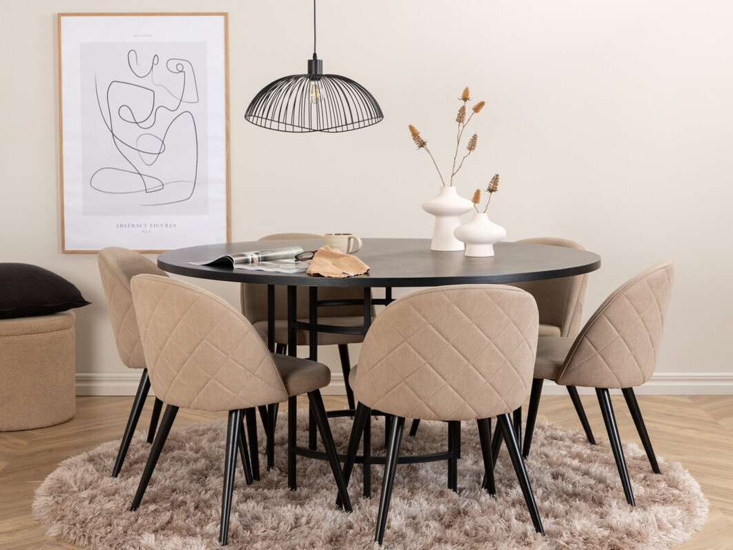 Essgruppe Dallas 2387 (Schwarz + Beige)