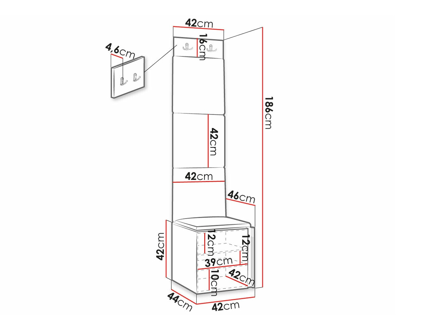 Flurgarnitur Hartford 386 (Schwarz)