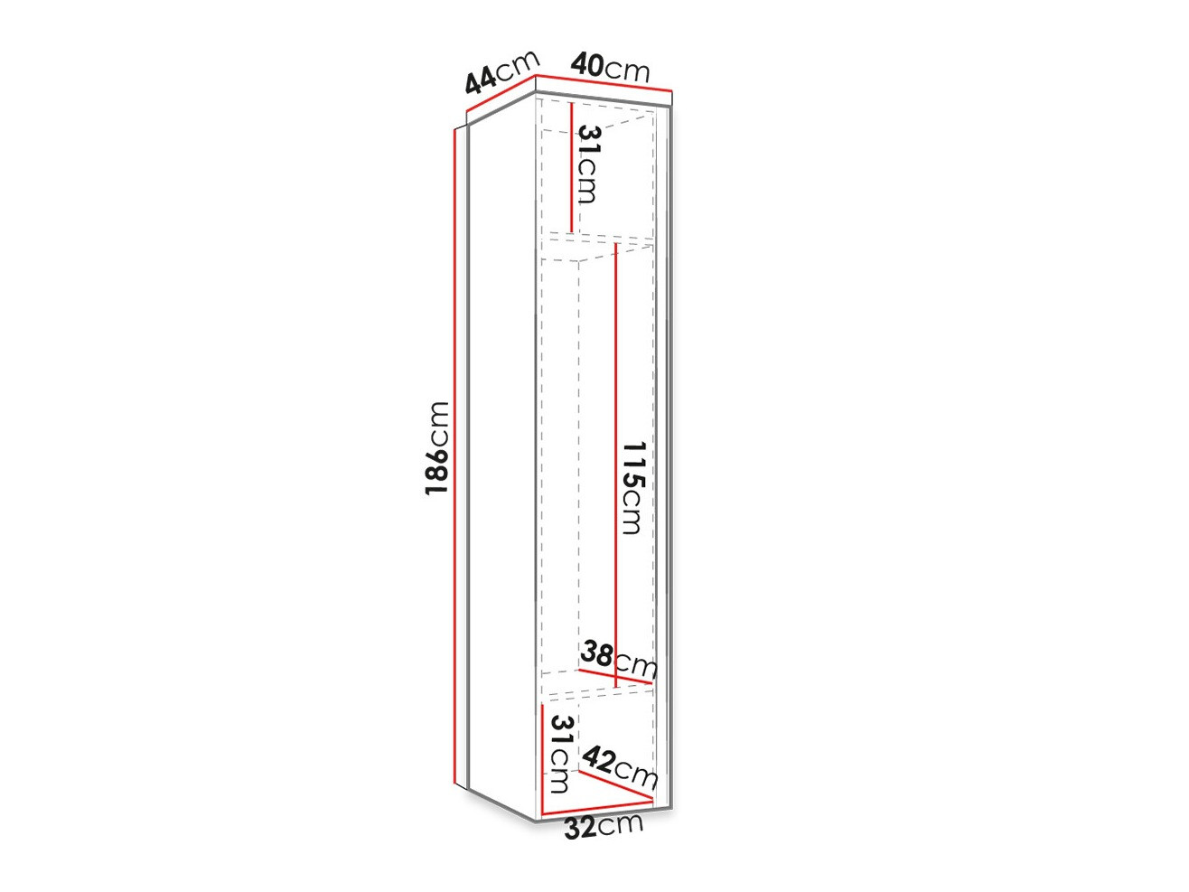 Kleiderschrank Hartford 393 (Schwarz)