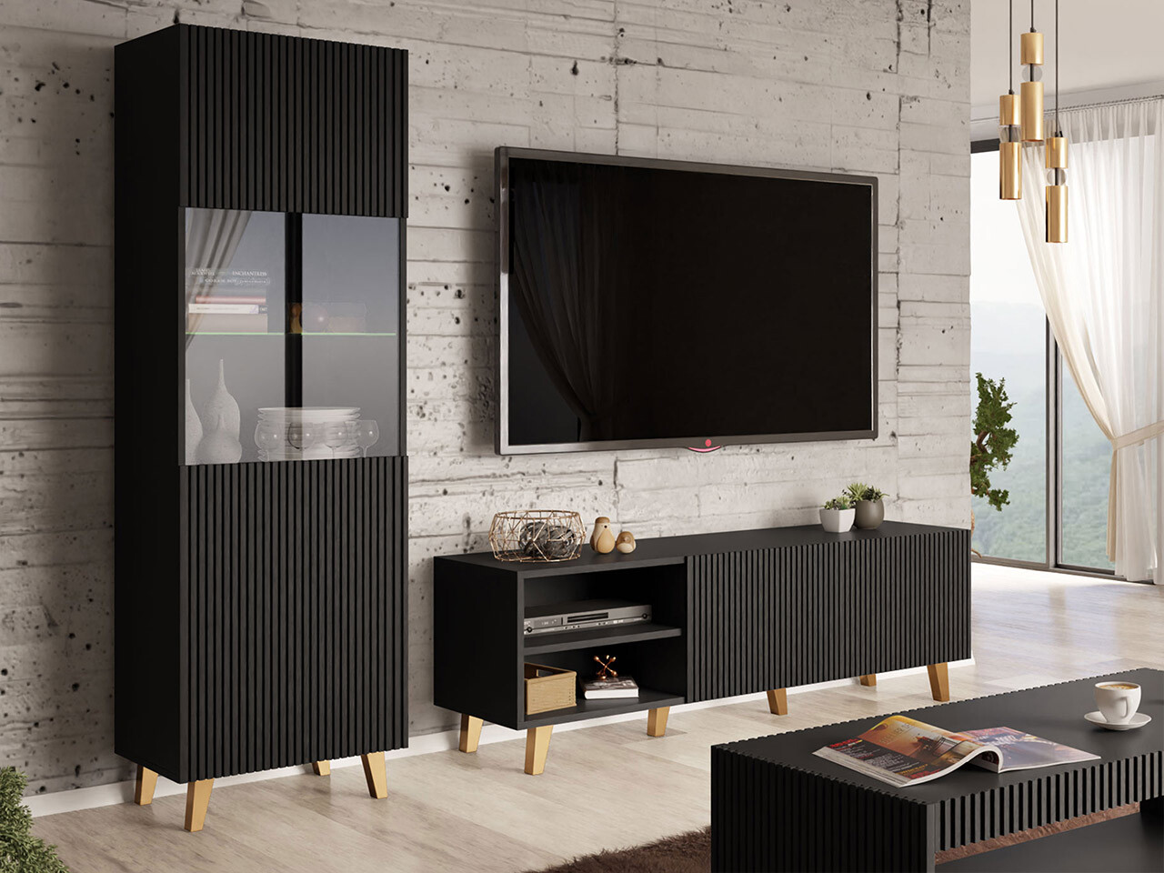 Wohnzimmer-Sets Dicto I (Schwarz)