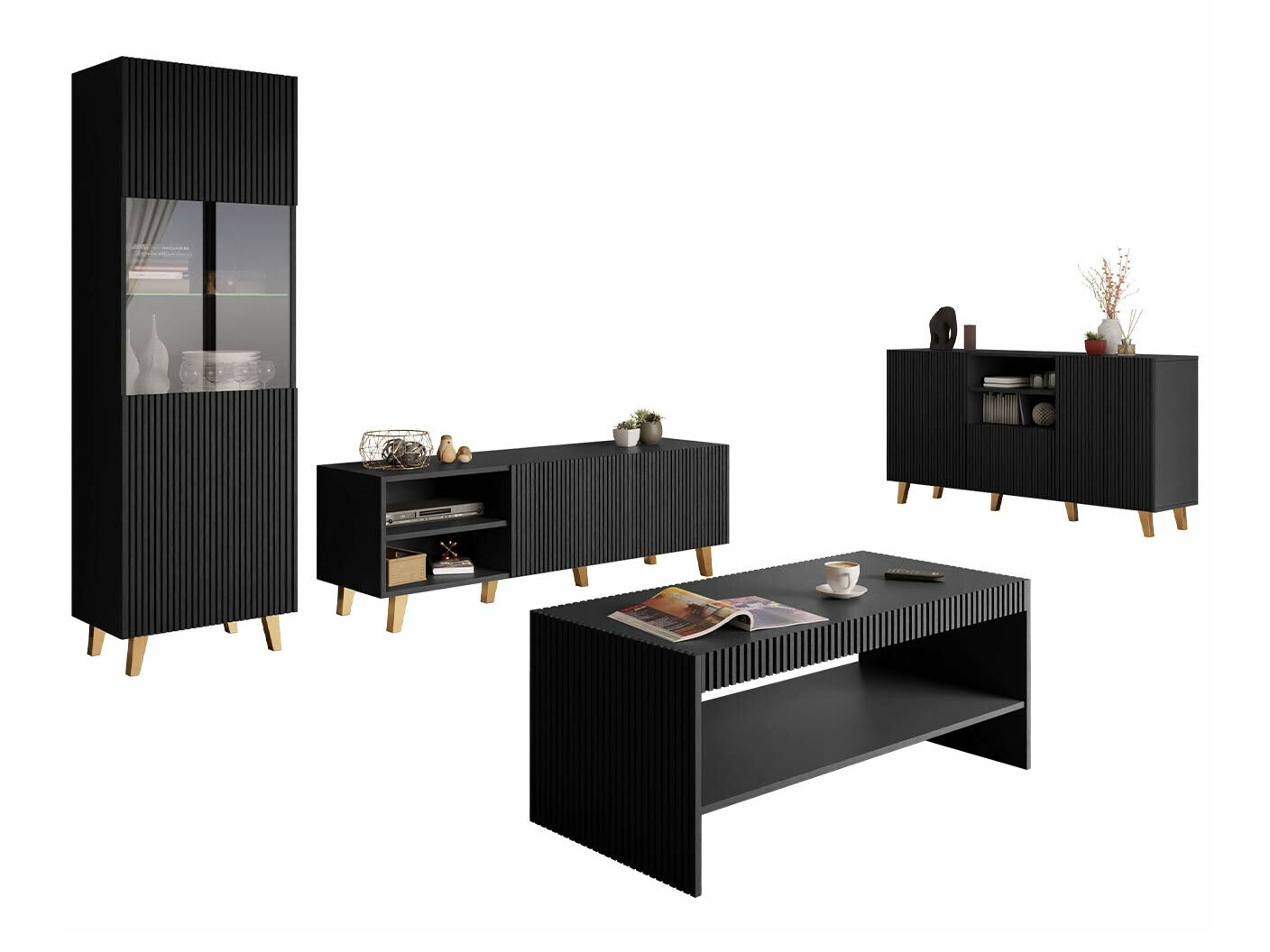 Wohnzimmer-Sets Dicto (Schwarz)