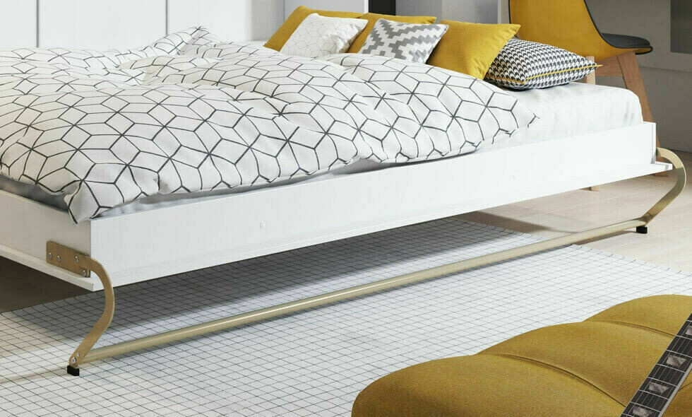 Schrankbett Concept Pro Lenart IV (Weiß + Weiß glänzend)