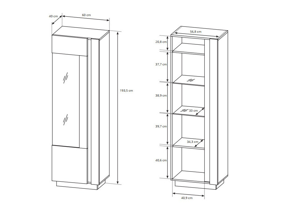 Regal Novbela 101 (Weiß + Weiß glänzend + Grandson Eichenholzoptik)