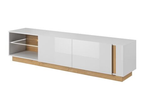 TV-Möbel Novbela 108 (Weiß + Weiß glänzend + Grandson Eichenholzoptik)