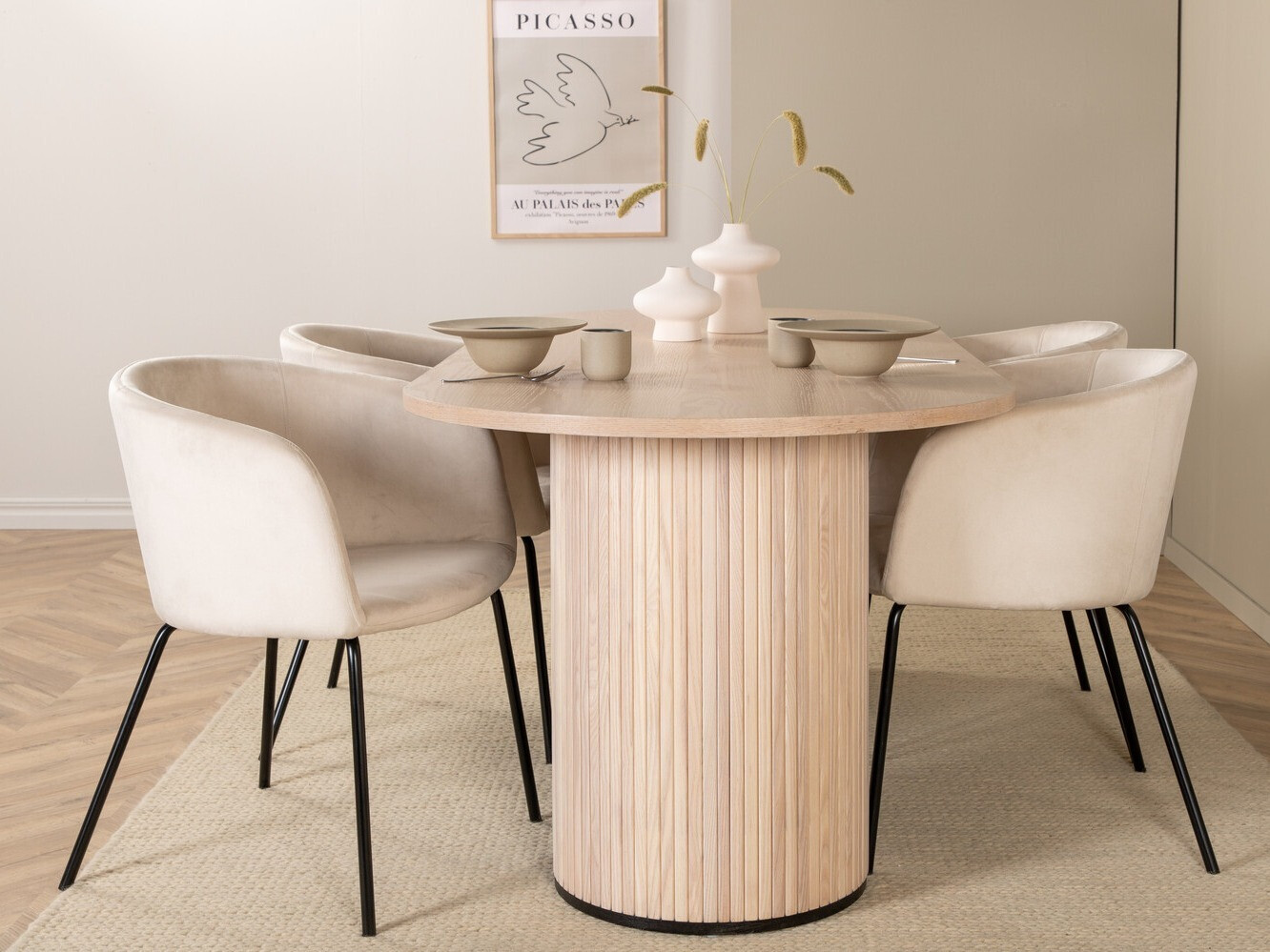 Essgruppe Dallas 2767 (Cremefarben + Schwarz)