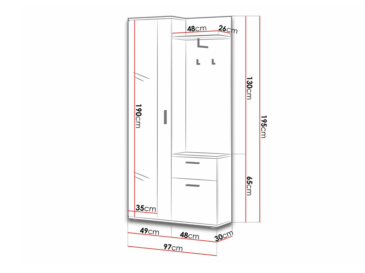 Flurgarnitur Pavo (Weiß)