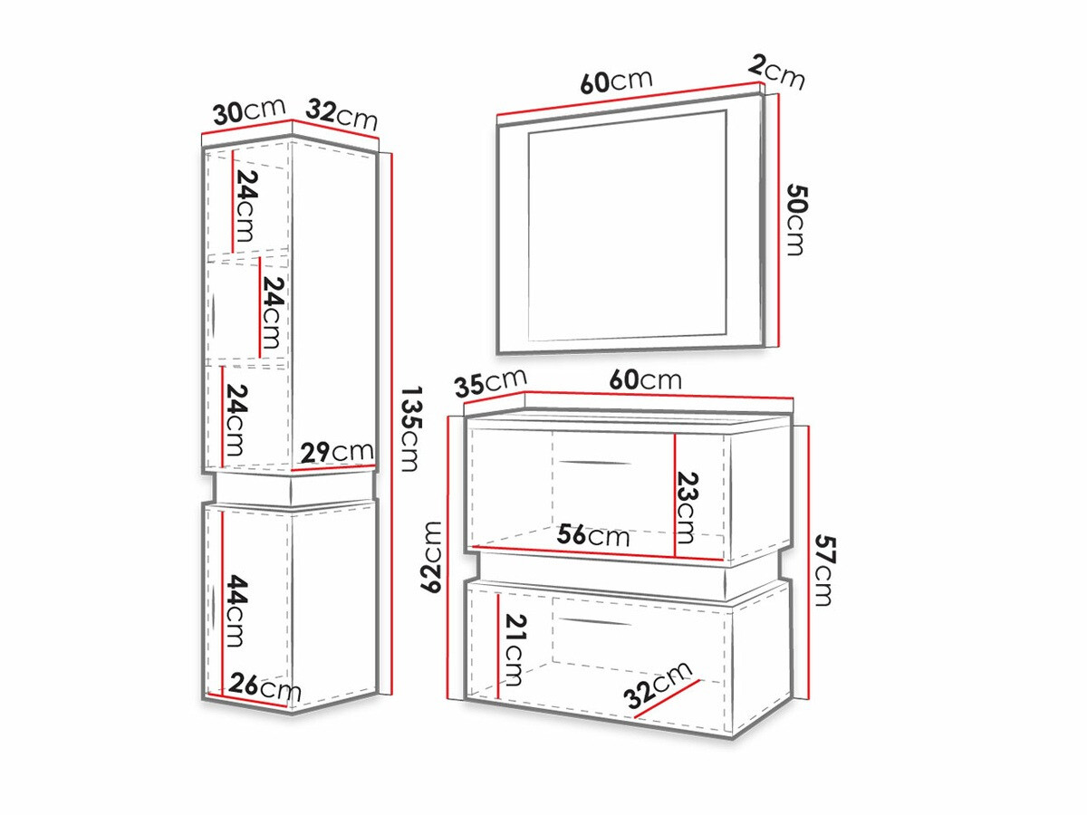 Badezimmer-Set Hartford C102 (Wotan Eiche + Schwarz)