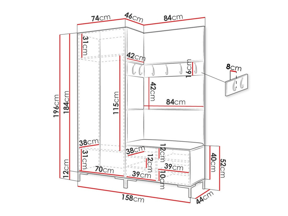 Flurgarnitur Tivsoa 100 (Weiß)