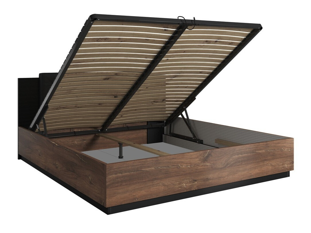 Bett Felelie 110 (Eichenholzoptik Flagstaf dunkel + Kupfer)