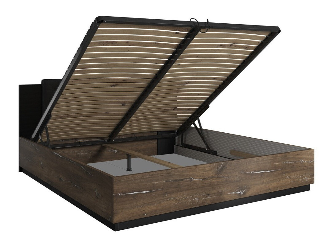 Bett Felelie 110 (Eichenholzoptik Flagstaf dunkel + Silber)