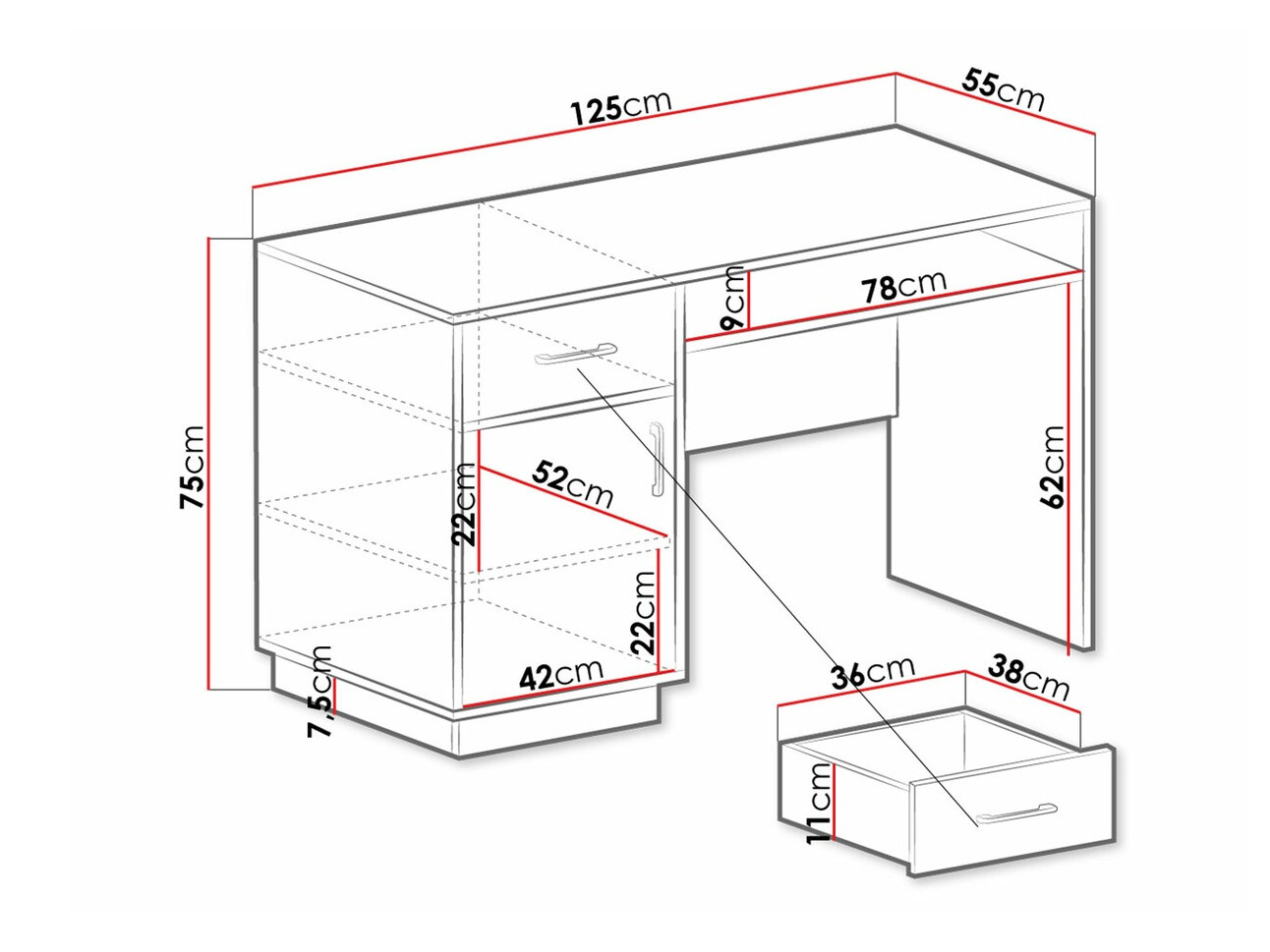 Bürotisch Omaha T120 (Eichenholzoptik hell + Weiß)