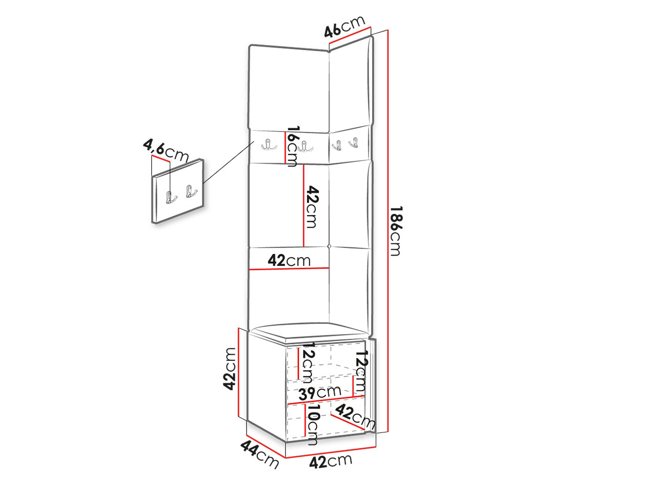 Flurgarnitur Hartford 347 (Artisan Eichenholzoptik + Schwarz)