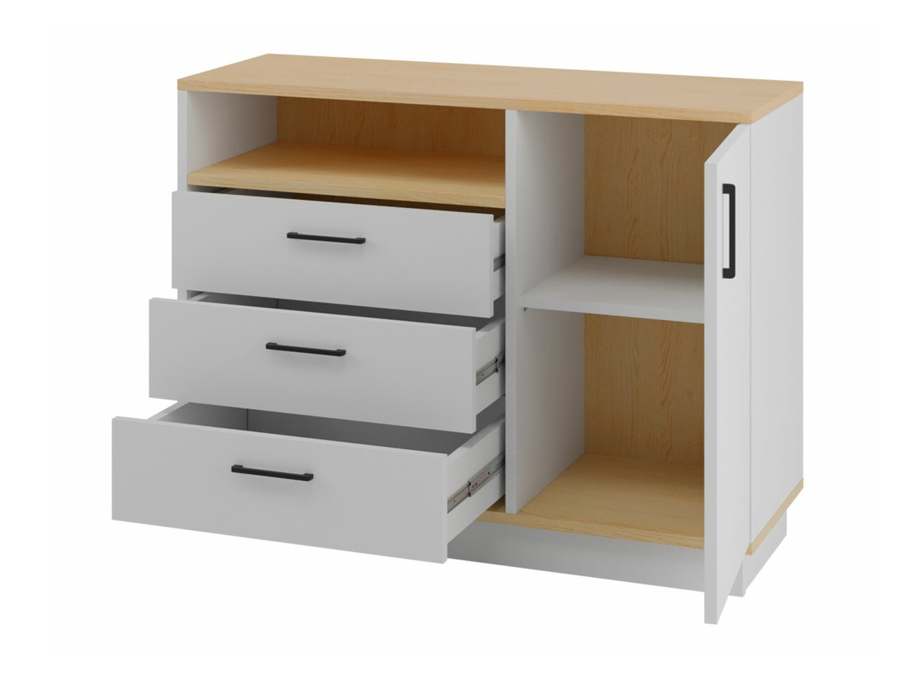 Kommoden Omaha T123 (Eichenholzoptik hell + Weiß)