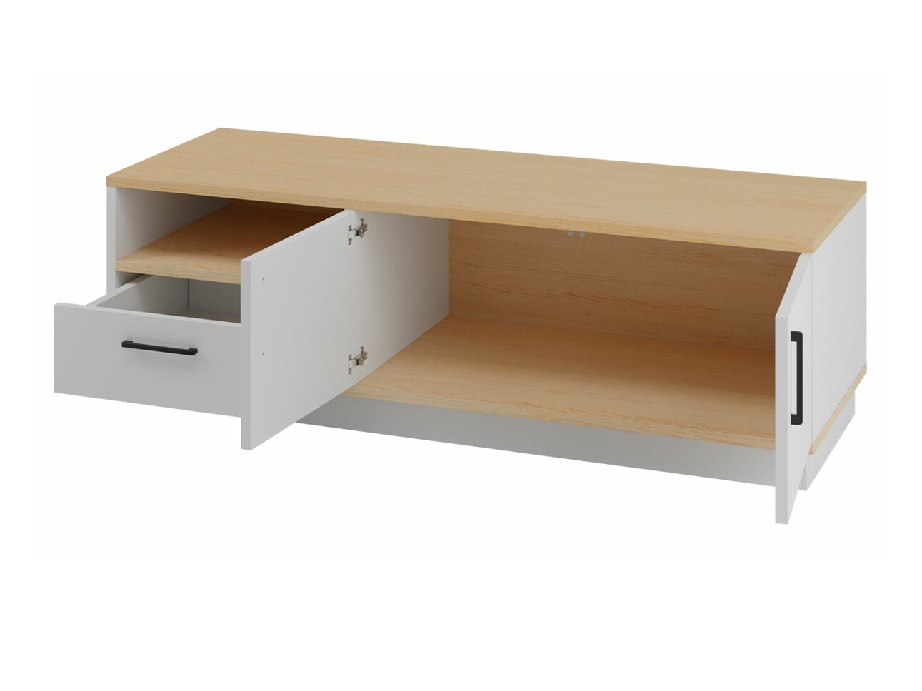 Wohnzimmer-Sets Omaha T129 (Weiß + Eichenholzoptik hell)