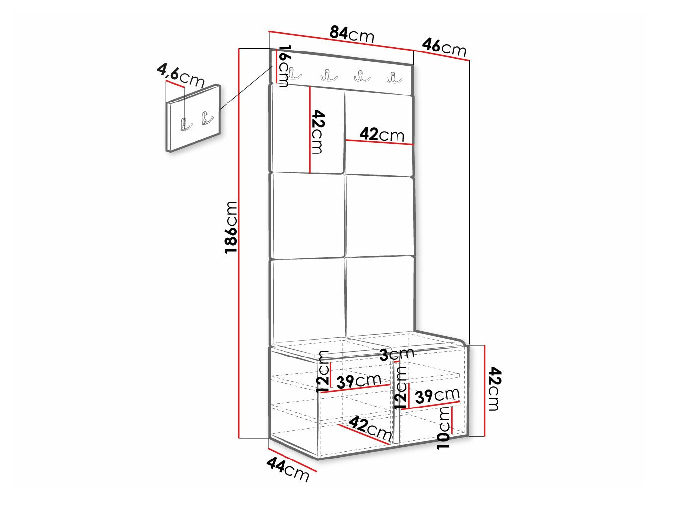 Flurgarnitur Hartford 383 (Schwarz)
