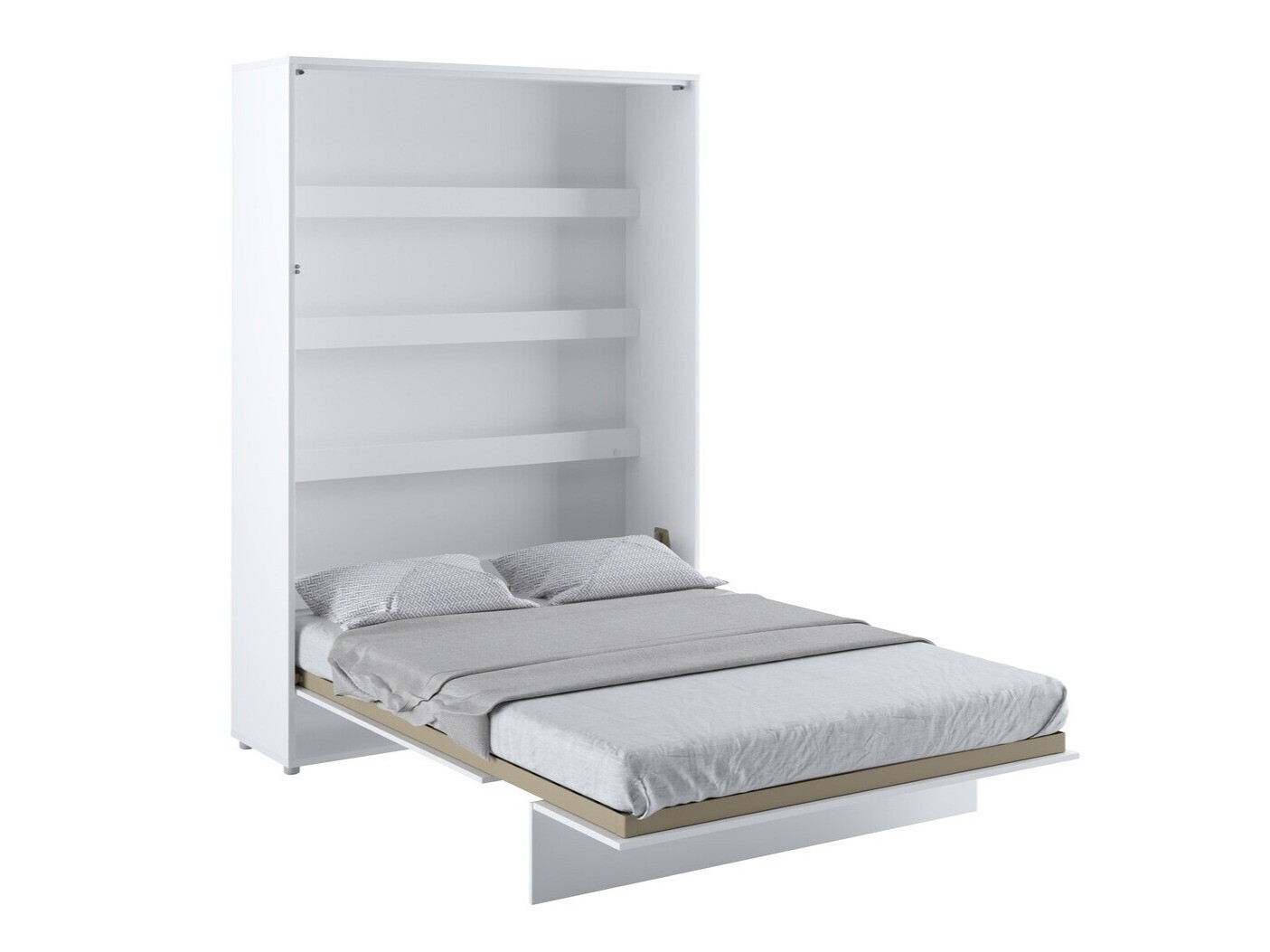 Schrankbett Concept Pro Lenart (Weiß + Weiß glänzend)